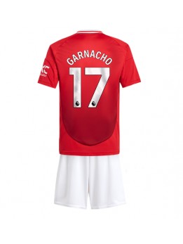 Billige Manchester United Alejandro Garnacho #17 Hjemmedraktsett Barn 2024-25 Kortermet (+ Korte bukser)